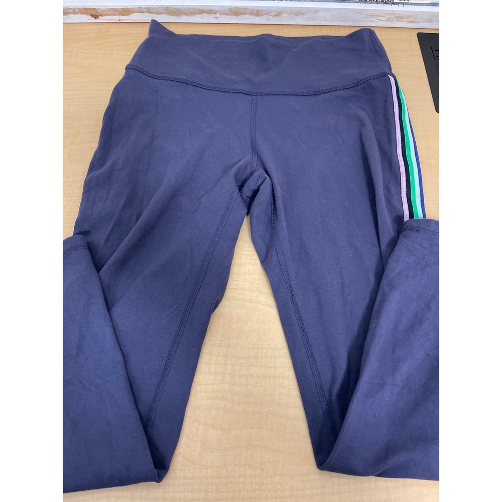 Old Navy Active Go-Dry Leggings Navy Blue Side Stripe High Waisted Womens Large